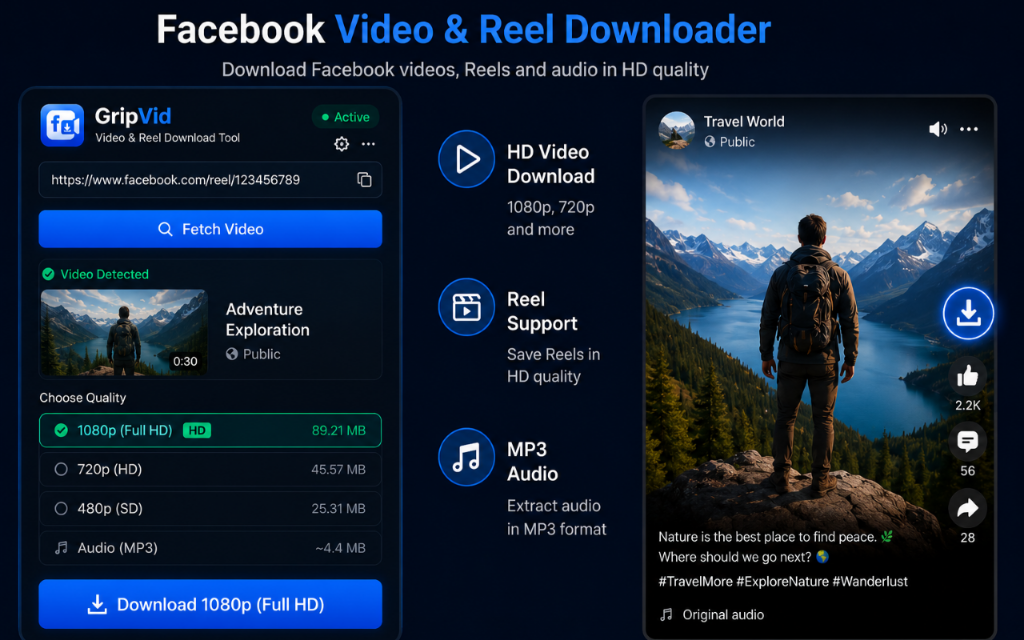 GripVid  Facebook Video & Reel Downloader